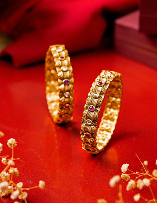 Gold Bangles with Gemstones