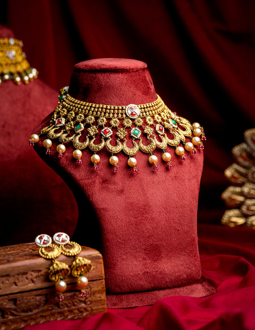 antique gold necklace set