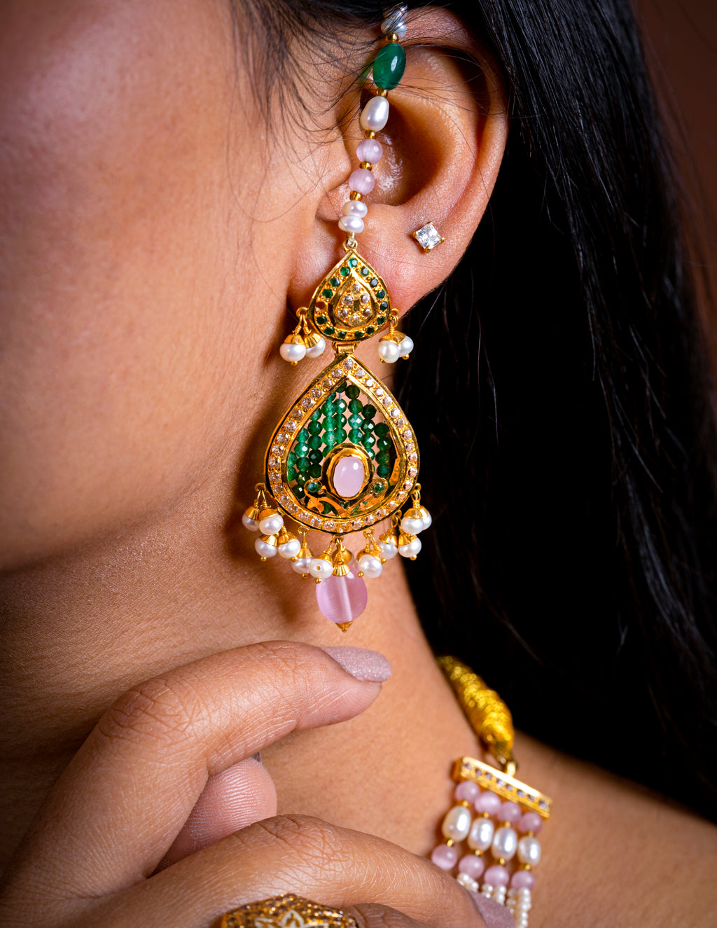 Gold jadau Earrings