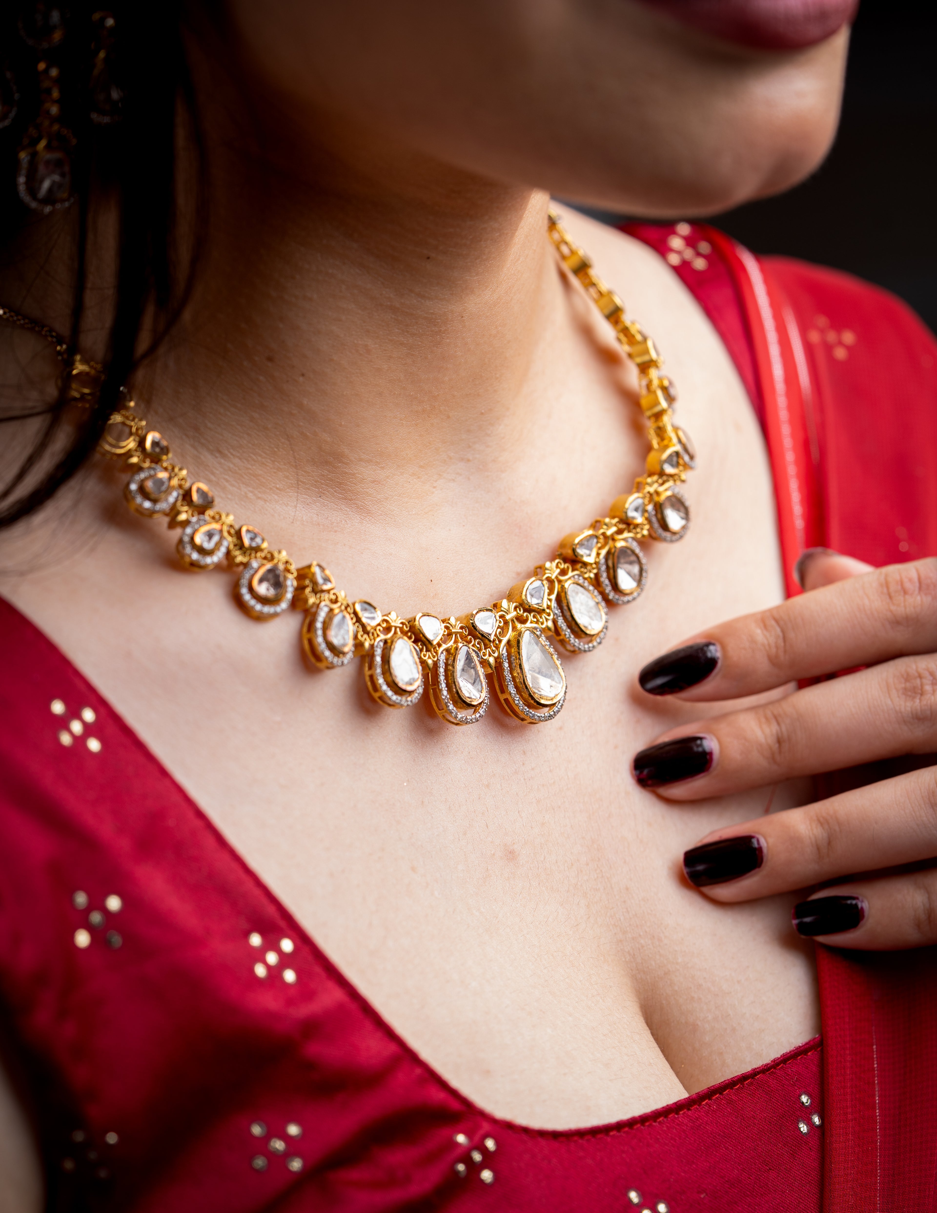 gold polki necklace for woman