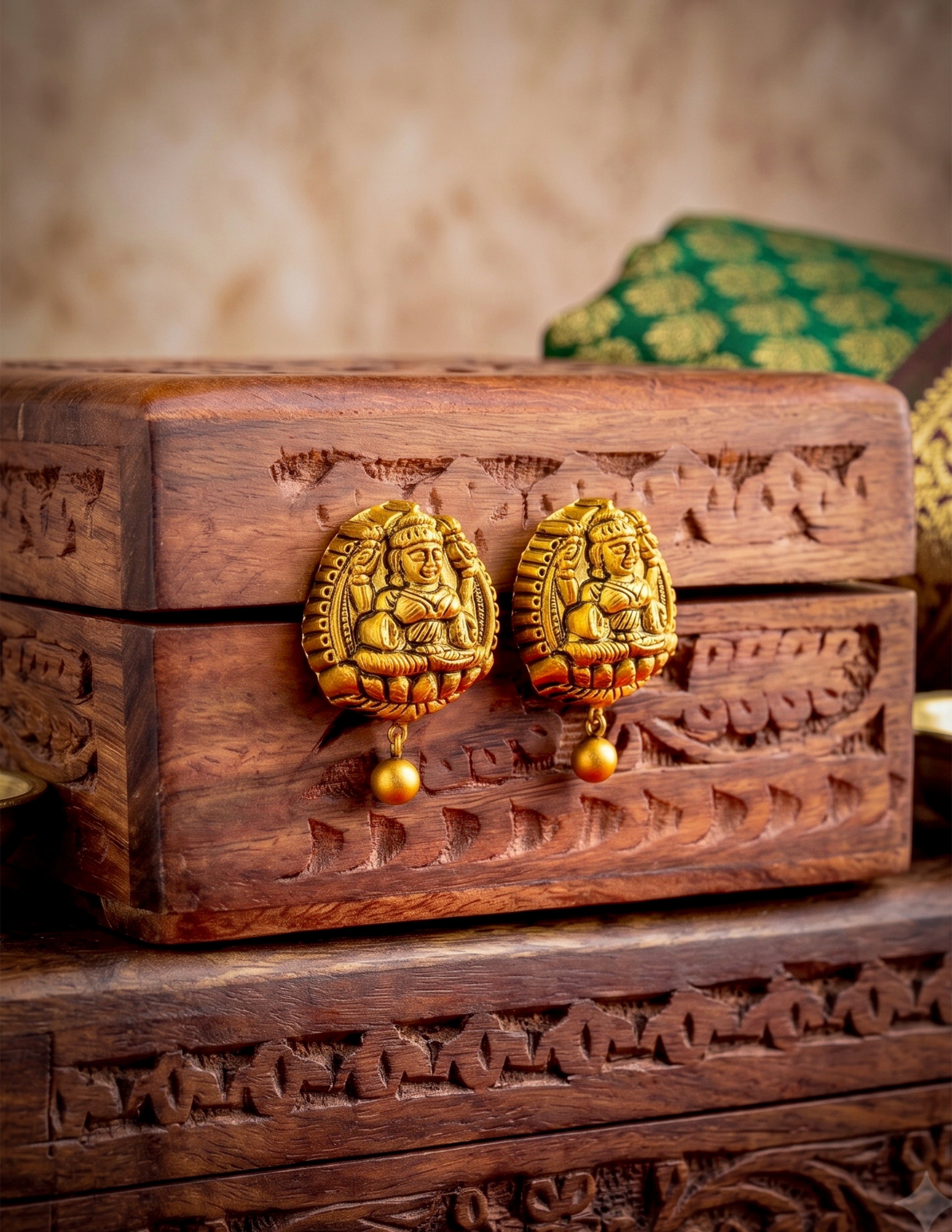 temple gold earrings