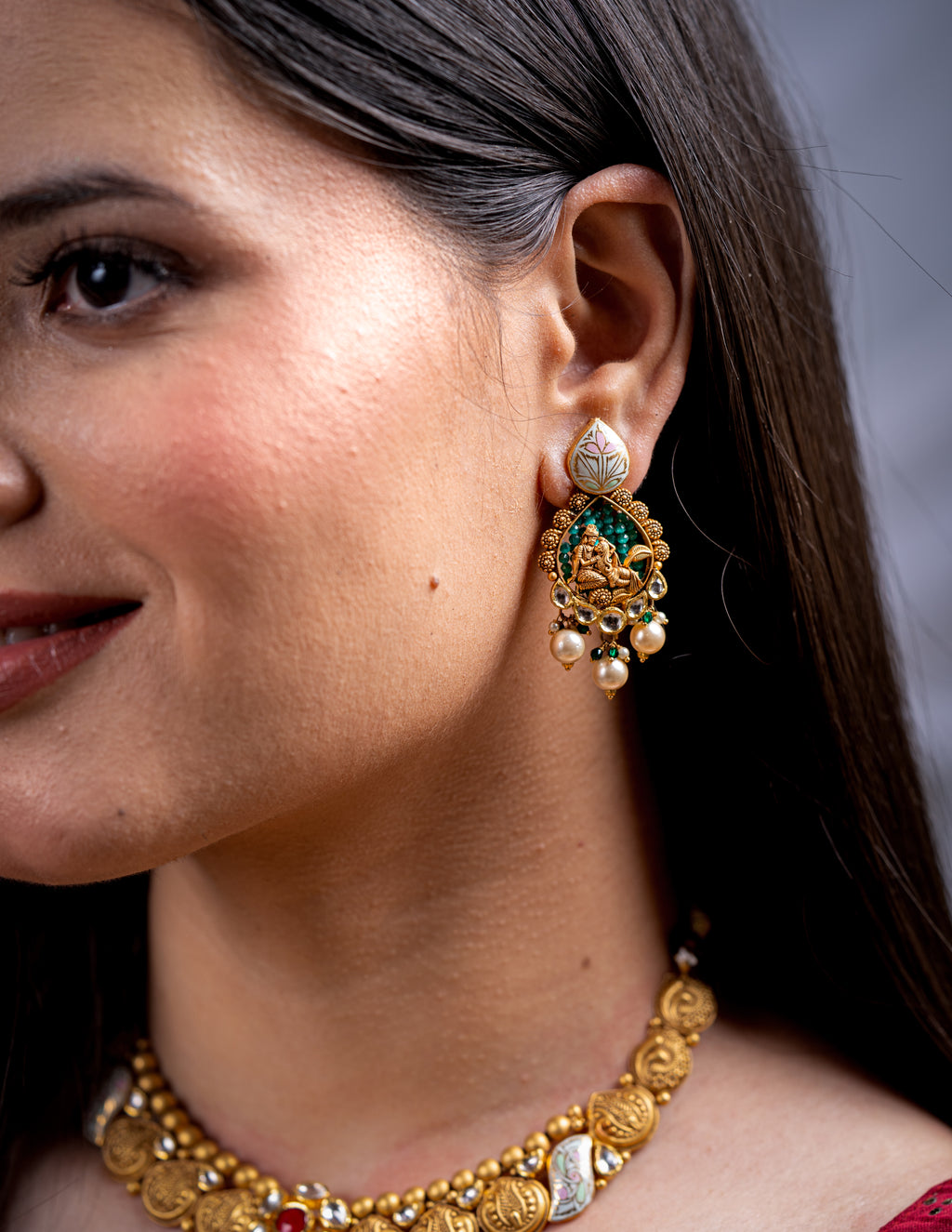 temple gold earrings