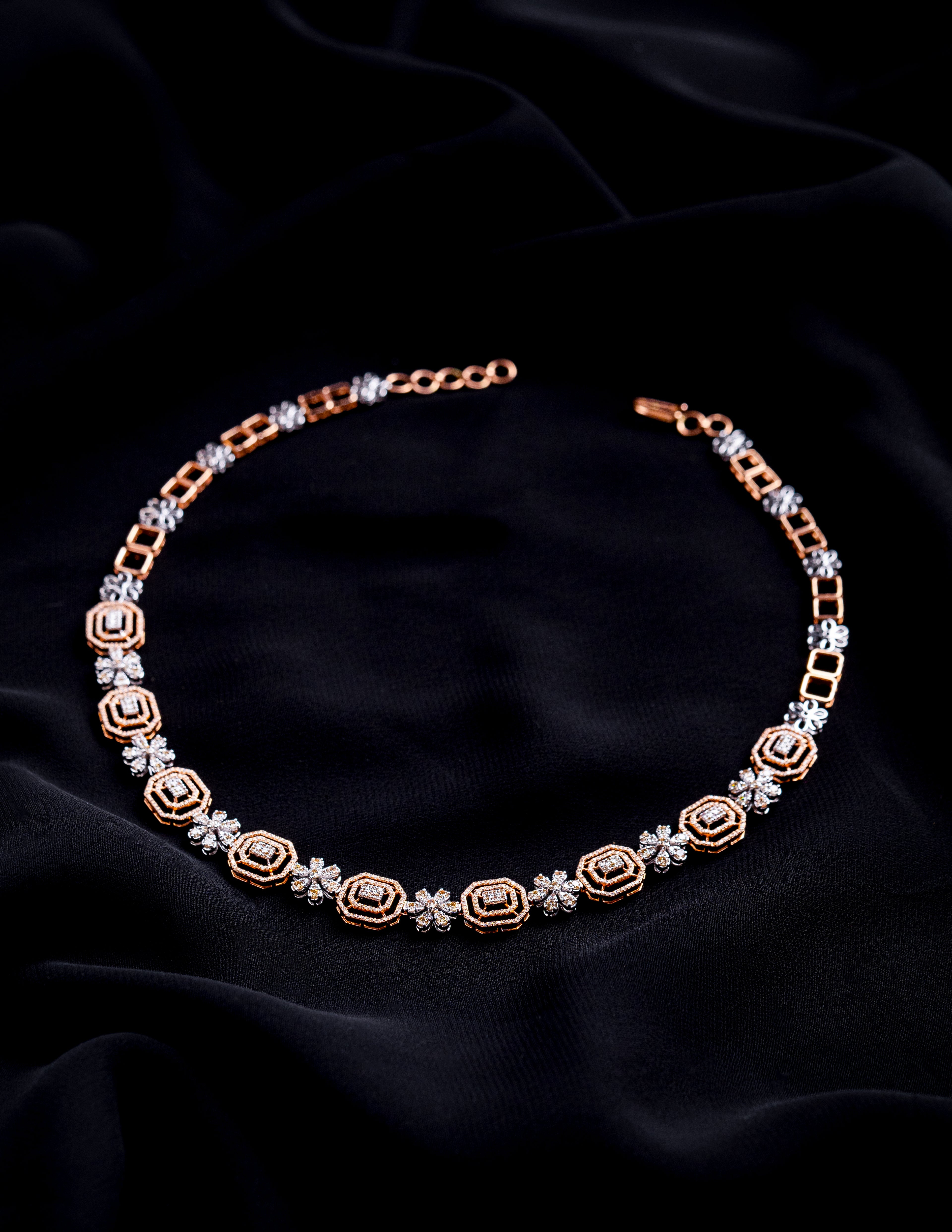 rose gold diamond neckline