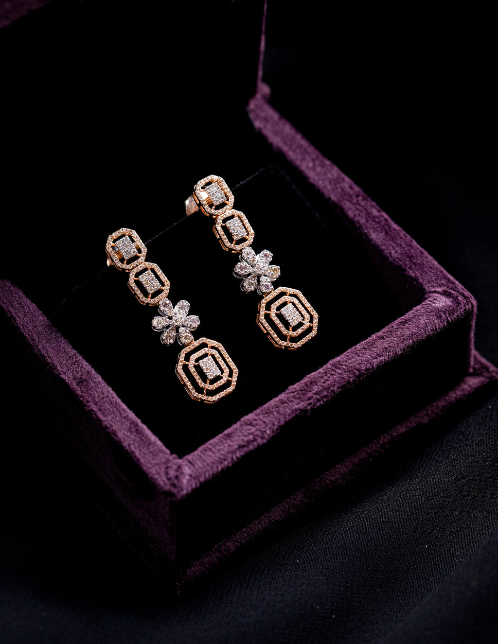 rose gold diamond earrings