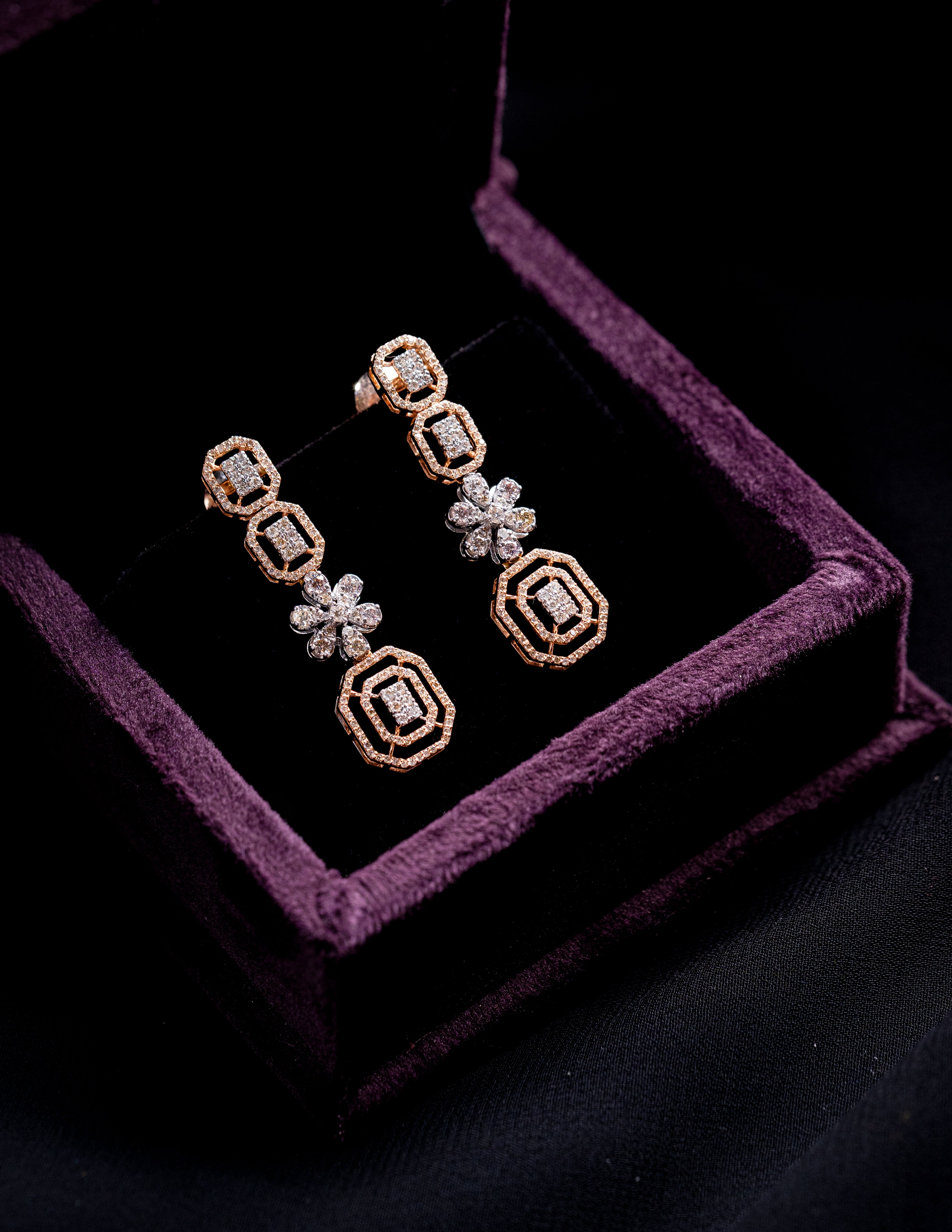 rose gold diamond earrings